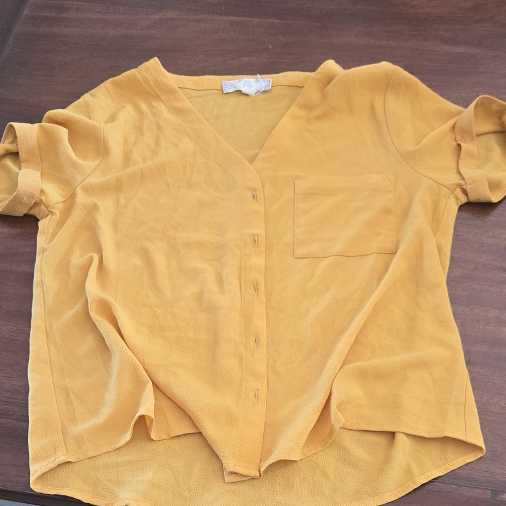 Pink Rose Gold Short Sleeve Button Down Shirt